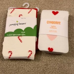 Set of 2 pairs of tights. All size 12-24 months. NWT
